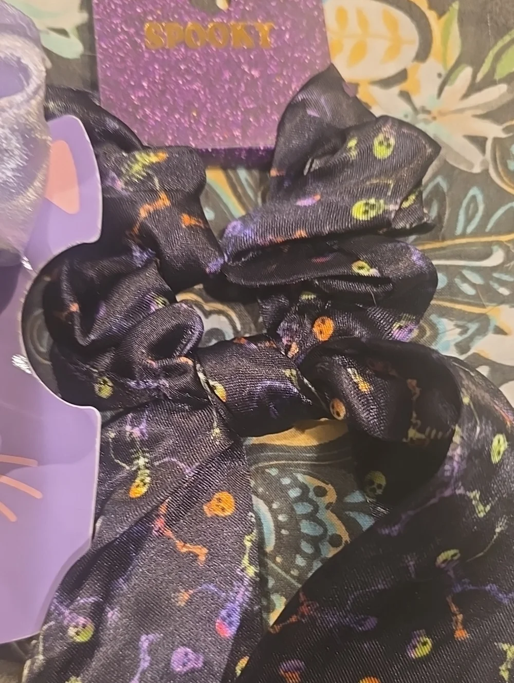 ❤️10/$10 New Kids Satin Scrunchie Hair Ties Pack - Purple and Black